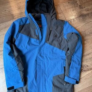 Spyder Boys Two-Tone Blue and Gray Ski Jacket